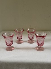 Nice Set of 4 Fostoria Jamestown Pink Champagne 4 7/8” Wine-Juice Glass Goblets