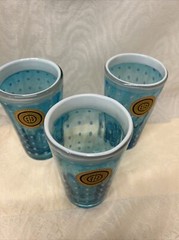 Handblown Turquoise With White Dots Drinking Glass Aaron Sanchez New With Label
