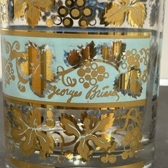 Vintage George’s Briard Signed Lowball Glasses|24k Gold and Turquoise 5.5”
