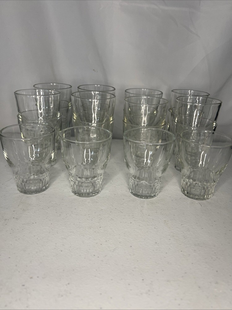Vintage Anchor Hocking Juice Whiskey Cube Pattern Stackable Glasses Set of 4 MCM