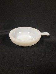 Vtg Glasbake White Milk Glass 11 Ounce 5″ Soup Bowl with Handle Made in USA