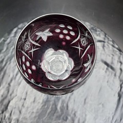 Nachtmann Traube Ruby Red Cut to Clear Crystal Wine Hock Goblet 7.75″ Vintage