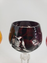 Vintage Lausitzer Multi-Color Cut to Clear Cordial Glass Set of 4