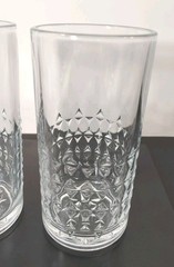 Highball Glass Tumblers, Set of 2, Triangle Cut w Star Bottom, Heavy, MCM, VTG