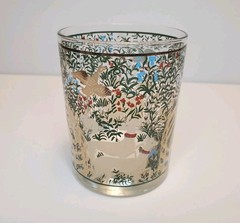 (2)Vintage Cera Hunt of the Unicorn Tapestry Rocks Whiskey Cocktail Glasses EUC