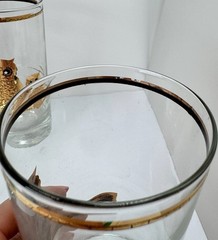 Culver 22K Gold Owl Highball Glasses Lot Of 8 VTG 1950s Hollywood Regency