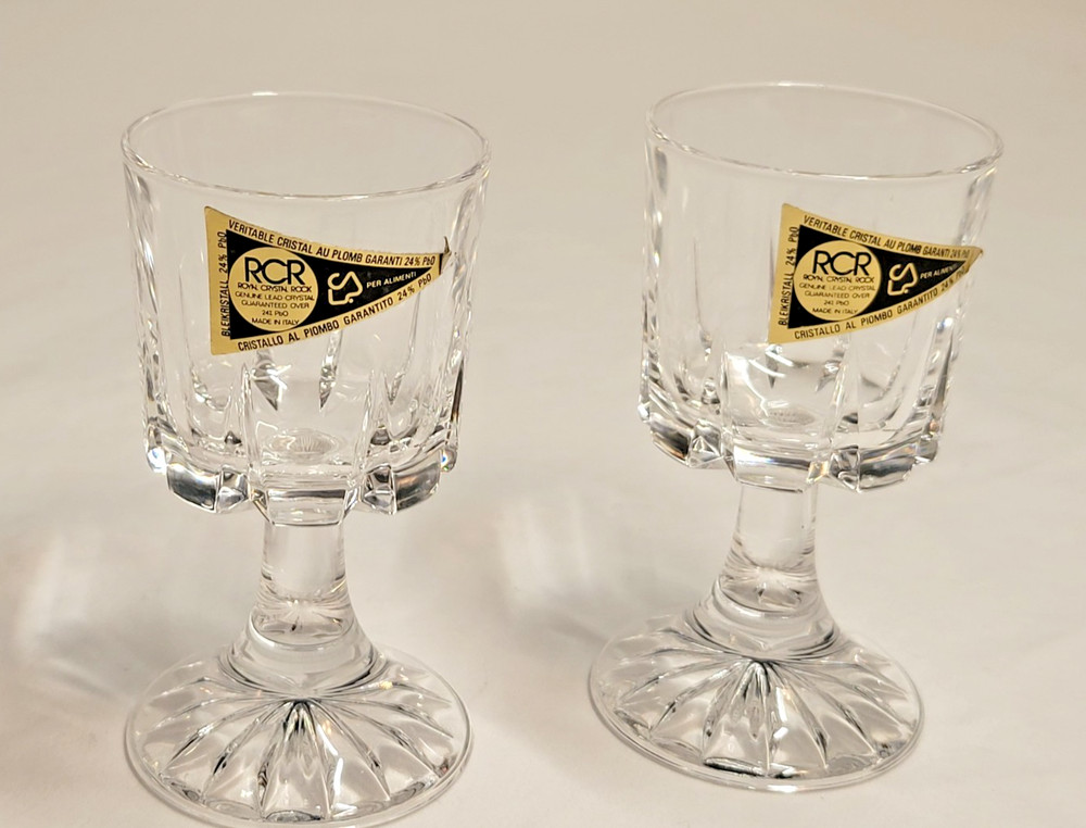 Set of 2 Royal Crystal rock «Zeus» Cordial Sherry Glasses 3.75″ tall