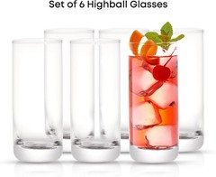 6pc Faye 13oz Tall Highball Glasses – Dishwasher Safe for Effortless Enjoyment