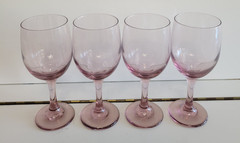 4 Libbey Premiere Plum Pink Water Wine Stemmed Goblets 7 Inches Holds 11.5 Ozs