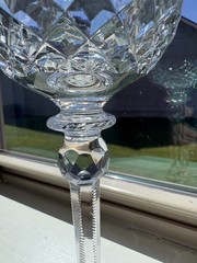 Rogaska Gallia Crystal Balloon Wine Water Glass Etched Floral Slovenia 8″ Tall