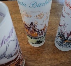 California Scenes 7 Mid-Century Libby’s Frosted Drinking Glasses
