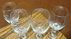 Vtg Set 4) Wine/ Iced Tea Stemware Glasses Clear Goblets 7″ tall Barware G21