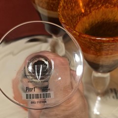 Pier 1 Tri-Color Mouth-Blown Wine Glasses 9 oz Orange White Black Set