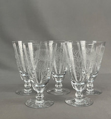 5 Fostoria THISTLE 6 1/8″ Blown Glass Ice Tea Glasses Goblets: Mint