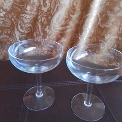 Set Of 2 Princess House Heritage Crystal Etched Wine Champagne Martini Glasses