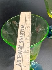 VTG Pair of 1930s Tiffin Franciscan Uranium Water Goblet Glass Blue Green *Read*