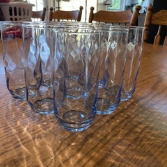 Set Of 9 Libby Misty Blue Vintage Optic Swirl Drinking Glasses Set GW0001