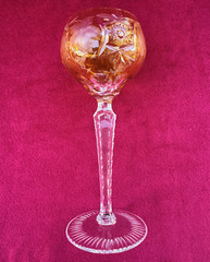 Set of 4 Cut to Clear Glass Crystal Wine Hock Glasses Multicolor 8.25″H LOT #2