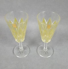 Vintage VMC Reims French Harlequin Yellow Set of 6 Crystal VRM1 Diamond Arches