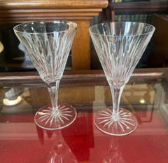 Lot of 2 American Cut Marcia Clear 7 1/4 Inch Water Goblets