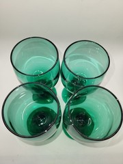 Set of 4 Libbey Juniper Green Hand Blown in the USA Wine Water Goblets Glasses