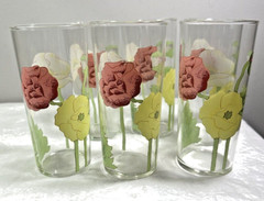Vintage Federal Glass Floral Poppies Set of 6 Drinking Glasses – Immaculate