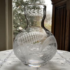 Libbey American Brilliant Cut Glass Corn Pattern Tumble Up Carafe c. 1900-1910