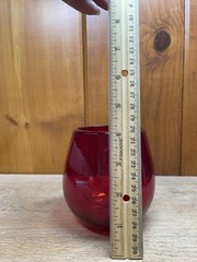 Studio Hand Blown Red Stemless Wine Glass Tumbler Votive Candle Holder