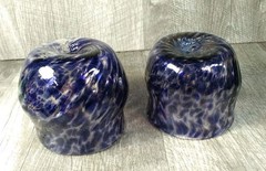 Cobalt Blue Tumbers,Pair Hand Blown Signed Dated 2000,