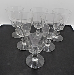 Set of 6 Vintage Water / Wine Goblets, Clear Glass or Crystal 5 7/8″