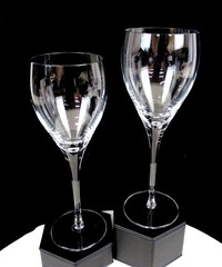 Elegant Glass Clear Crystal Plain Bowl 2 Piece Vintage 8 1/2″ Wine Glasses