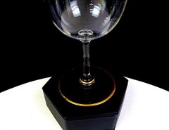 Tiffin Glass Gold Laurel Band & Trim Clear Panel Optic 4 Pc 4 3/4″ Wine Glasses