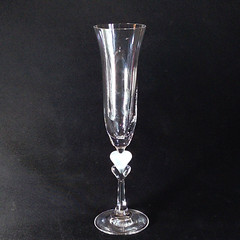 GORHAM AMORE HEART CHAMPAGNE TOASTING FLUTES, Frosted Crystal, 10″, 2PCS, NIB