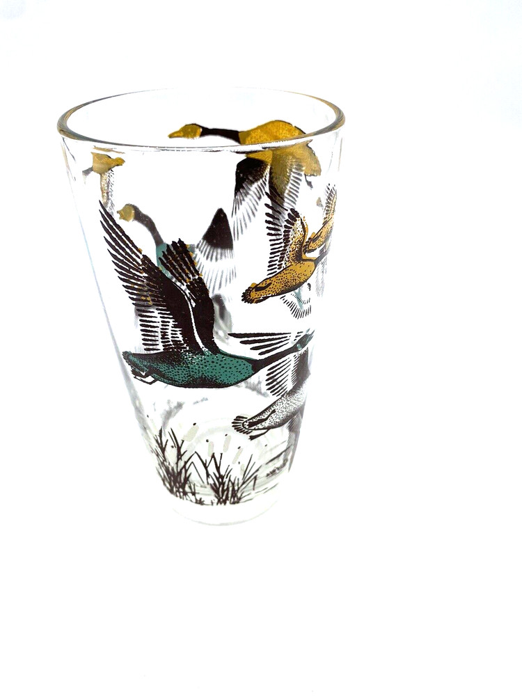 Vintage Hazel Atlas Hunting Birds Geese Glass Tumbler