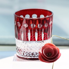 Rock Glass Crystal Whiskey Wine Tumbler For Christmas Ruby Red 250ml 1PC