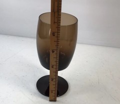 Two 2 MCM Gorham Crystal Accent Brown Wine Glasses 6 oz