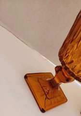 Vintage Indiana Glass Amber Mt. Vernon Footed Goblet Glass Square Base
