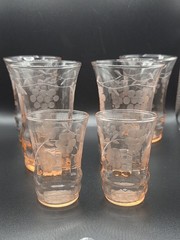 Set Of Six Beautiful Vintage Pink MacBeth-Evans Tumblers 4 Juice/2 Small Juice