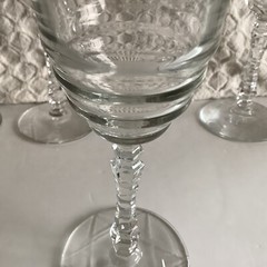 Libbey Rock Sharpe Arctic Rose Wine Glasses 4 Set 1940’s Star David Base 7.25”