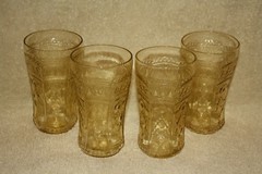 (4) Patrician (Spoke) amber 5 ounce Juice Tumblers