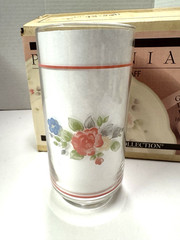 NEW Set of 6 Pfaltzgraff Libbey Tea Rose Glasses Tumblers 12oz 5.5 tall