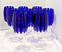 Ajka Castille Alberga Cobalt Cut to Clear 12″ Plate Or 7 3/4″ Iced Tea Glass(es)