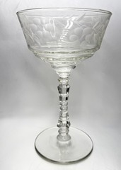 (Set 3) Libbey ROCK SHARPE Halifax Etched Floral Champagne/Tall Sherbet Glasses