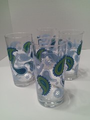 Vintage Libbey Blue And Green Retro Drinking Glasses