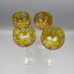 Ajka Crystal Stemware MARSALA – GOLDEN / AMBER Large Wine Glasses – Set of Four