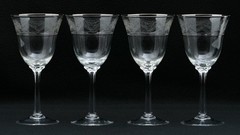 Lenox Crystal Etched «Fair Lady» Goblet – Wine Glasses Stems – Set of 4 – signed