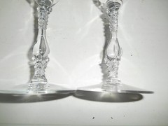 Pair of Cambridge Rose Point etched Elegant Glass 10 oz. Water Goblets #3121