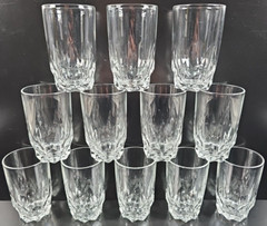 12 Arcoroc Artic Juice Glasses Set Clear Cut Drinking Tumbler Cristal France Lot