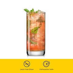 Faye 13oz Highball Glasses, 6pc Tall Glass Sets. Lead-Free Tall glasses