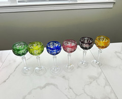 Nachtmann 6-Piece Multicolor Cut Crystal Etched Decorative Wine Glass Set